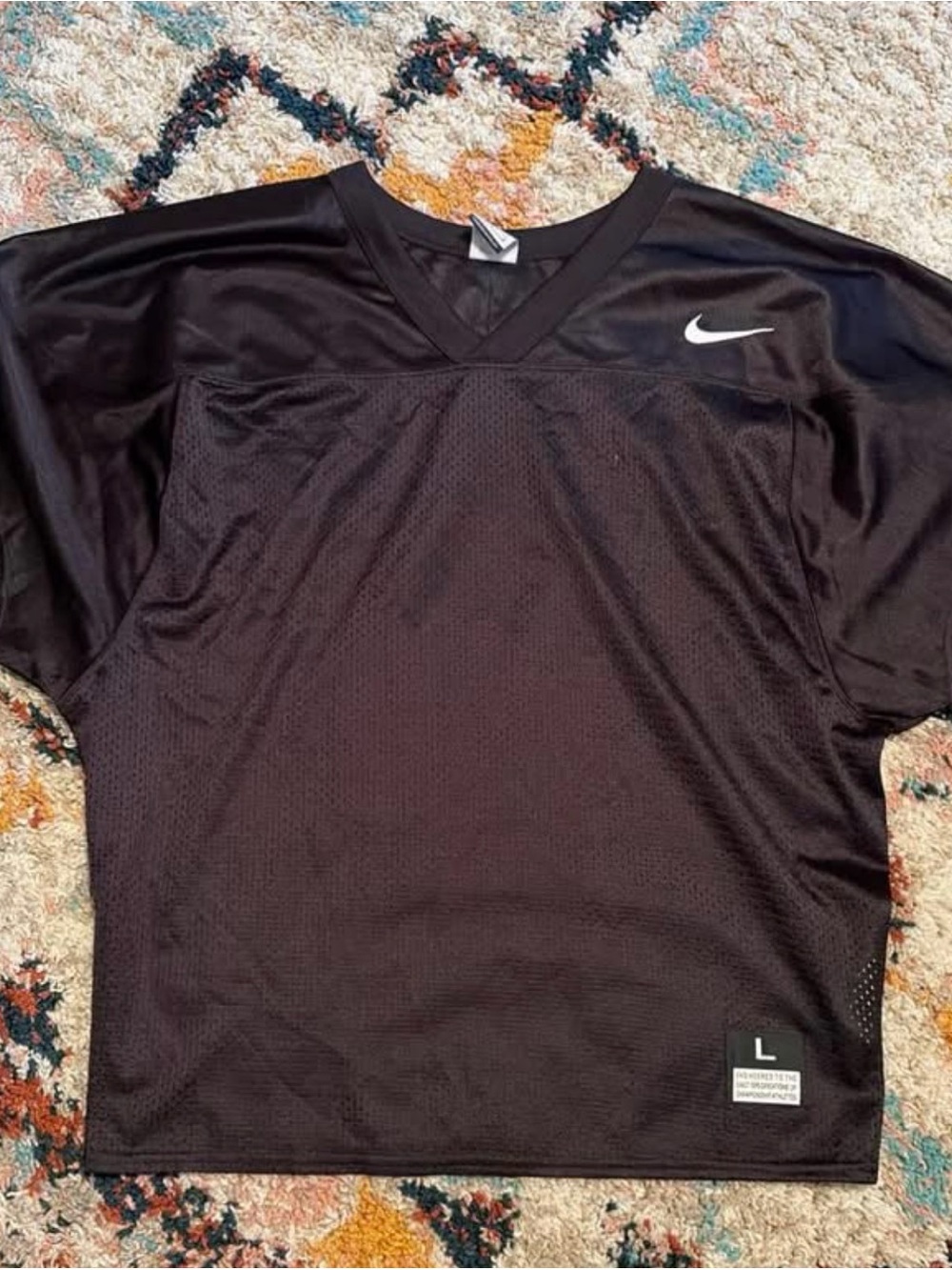 Nike Men’s Black Mesh V-Neck Jersey with White Swoosh